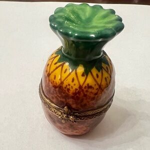Limoges Hand-Painted Porcelain Pineapple Collectible Trinket Box